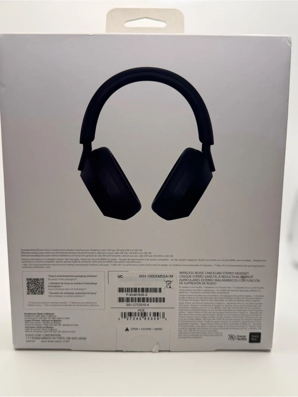 New Sony WH-1000xM5SA Black Over-Ear Wireless Headphones with Carry Case-